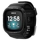 Spigen Rugged Armor Pro Designed for Fitbit Versa 3 Case with Strap (2020) - Black (Watch not included)