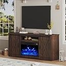 AMERLIFE Fireplace TV Stand with Sliding Barn Door for TVs up to 73", Farmhouse 63" Fireplace Entertainment Center with Storage Cabinets/Adjustable Shelves, Reclaimed Barnwood