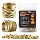 HANGLIFE Threaded Inserts for Plastic, M2.5 Heat Set Insert for 3D Printing Components and Plastic Parts - Brass Metric Knurled Nuts (100 Pieces)