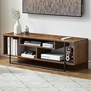 GRELO HOME Industrial TV Stand, TV Table for TV up to 55 Inch, Open TV Cabinet with Storage Shelf and Metal Frame for Living Room, Entertainment Room, Bedroom, Rustic Brown