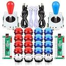 Avisiri 2 Player led Arcade Buttons and Joystick DIY kit 2X joysticks + 20x led Arcade Buttons Game Controller kit for Windows and MAME and Raspberry Pi (Red-Blue-Kits)