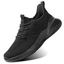 KEEZMZ Womens Ladies Walking Running Shoes Slip On Lightweight Casual Tennis Sneakers Clothes Shoes, Black Monochrome, 10 US