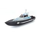 Bauer Spielwaren M82196 Tech R/C Police Boat: Remote Controlled Toy Boat in Police Look, 35 m Range, Battery with USB Charging Function, 34 cm, Black -582196