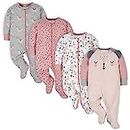 Gerber Baby Girls 4 Pack Sleep 'N Play Footie Bear Pink Newborn
