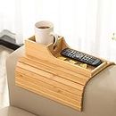 GEHE Bamboo Couch Cup Holder, Anti-Spill Couch Drink Holder, Natural and Easy to Clean Couch Arm Cup Holder Tray Perfect for Cups, Beers, Snacks, Remote Control, Drinks