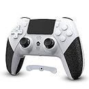 CHEREEKI Compatible with PS4 Controller Wireless Controller for P-4/Pro/Slim Bluetooth Remote Gamepad Joystick Vibration Turbo Six-Axis Sensor Audio Jack Touch Panel Wake UP Game Controller White