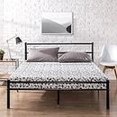 Zinus Geraldine Double Bed frame - Bed 135x190 cm - 28 cm Height - Metal Platform Bed frame with Headboard and Footboard - Black