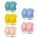 EPISKEY® (Set of 2 Pairs) Baby Knee Pads for Crawling, Anti-Slip/Padded Stretchable Elastic Cotton Soft Breathable Comfortable Knee Cap/Elbow Safety Protector (Smiley)