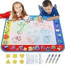Alago Water Doodle Mat,Kids Toys Large Aqua Mat,Toddlers Painting Coloring Pad with 4 Colors,Gifts for Girls Boys Age 3 4 5+ Years Old,4 Pens,Drawing Molds and Booklet Included