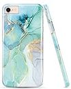luolnh iPhone SE 2022 Case,iPhone SE 2020 Case,iPhone 7 8 Case,Bling Glitter Sparkle Gold Marble Design Bumper Glossy TPU Soft Silicone Cover Case for iPhone 6 6s 7 8(Abstract Blue&Green)