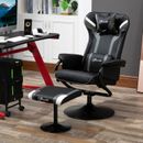 2-teiliges Videospiel Stuhl und Fußstütze Set Rennstil Liege Büro