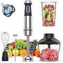 Ganiza Immersion Blender, Electric Hand Blender 800W with 15 Speed and Turbo Mode Handheld Blender Stainless Steel Blade, 5-in-1 Handheld Stick Mixer, Milk Frother, Egg Whisk, Chopper and Beaker