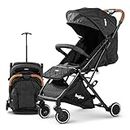 Baybee Infant Baby Pram Stroller for Newborn Babies with Metal Frame, 3-Position Adjustable Seat & Canopy, Bassinet, Large Wheels | Baby Stroller for Baby Toddlers 0-3 Years Boy Girl (Black)