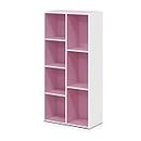 Furinno 7-Cube Reversible Open Shelf, White/Pink 11048WH/PI