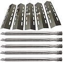 Htanch SC0500701 (5-Pack) SA3041 (5-Pack) 16 7/8" Stainless Steel Heat Plate & Stainless Steel Burner Replacement for Ducane 5 Burner 30500701,30500097,30400045,30500702,30400043,30400042 Gas Grill