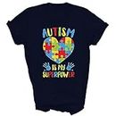 MIRABOZZI Autistic Autism Awareness Autism is My Superpower Unisex Shirt Gift Women Men T-Shirt (Navy;S)