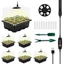 RIOGOO 6 Pack Seed Starter Tray with Grow Light, Timing Seed Starter Kit with Adjustable Brightness & Humidity ,Greenhouse Germination Kit for Seed Growing Starting (12x6,72 Cells)