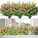 12 Bundles Artificial Flowers for Outdoors UV Resistant Fake Flowers Faux Plants for Hanging Garden Porch Window Box Outside Decoration,Wedding Home Décor Indoor Decor Outdoor