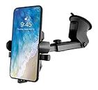 HUMBLE® Universal Mobile Holder for Car Windshield/Dashboard with One Touch Technology Phone Stand for Car, Extendable Arm & Long Neck, Strong Suction Base Mobile Stand/Car Mount-(Black)