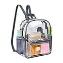 MAY TREE Clear Backpack for Stadium Events for Concert Festival Sport Work, Small Sports Fan Backpack for Outdoor - Grey