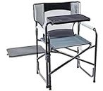 PORTAL Foldable Camp 2-Way Rotatable Side Table Outdoor Folding Chairs for Adults, Heavy Duty Supports 300LBS for Lawn Patio Beach, Grey
