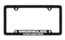 Jeep Wrangler Unlimited sobre fondo negro con revestimiento de metal License Plate Frame Holder