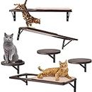 6 Pcs Cat Wall Shelves, Floating Wall Climbing Step with Sisal Scratching Mat, Cat Shelves Perches Wall Mounted, Indoor Thick Solid Wood Hanging Cat Activity Furniture for Lounging Playing Sleeping