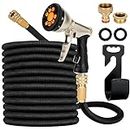 Garden Hose Expandable, Leakproof Lightweight, Retractable Collapsible Water Hose with 9 Function Zinc Spray Hose Nozzle, Easy Storage Kink Free Flexible Gardening Pipe (25 Feet / 7.5 M)