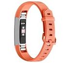 By Qubix - Kompatibel mit Fitbit Alta HR Silikonband mit Schnalle - Größe: Large - Light Orange - Kompatibles Fitbit Armband, Large, Silikon