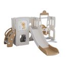 Ikkle kids 5 in 1 Toddler Slide & Swing Set, Toddlers Playground Climber Slide Playset Plastic in Brown | 48.8 H x 81.5 W x 80.3 D in | Wayfair