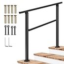 VIVOSUN Outdoor Handrail, 3 Step Stair Handrail, 40" x 36" Fits 1 to 3 Steps, Wrought Mattle Iron Handrail for Concrete Steps, Porch Steps, One-Step Assembly, Black