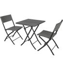 3 Stück grau Rattan Bistro Set Tisch & Stühle Balkon Terrasse Gartenmöbel