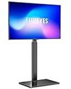 FITUEYES TV Floor Stand with Tempered Glass Base for 32 to 60 inch Max. Height 48.8” Slim Corner TV Stand with Swivel Bracket Height Adjustable Cantilever TV Stand Easy Assembly(Black)