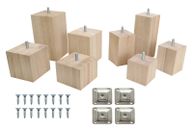 4x Solid Square Cubed OAK Wood Wooden Furniture Legs Feet For Sofa Stool Cabinet