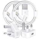 Unique Secure iPhone Charger Plug and 6.6FT Lightning Cable，[Apple MFi Certified]iPhone USB Fast Wall Charging Adapter with 2 Pack to Cord for 13/12/11/XS/XR/8/7/6/6s Plus/SE/iPad, White