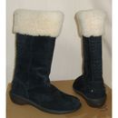 UGG Australia KARYN Black Suede Sheepskin Cuff Tall Boots Size US 5 NEW #1005449