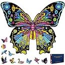 Wooden Jigsaw Puzzle, Unique 3D Animal Shape Fragment Wooden Puzzle, for Adults and Kids Family Game Play Collection Best Gift 100 Pcs (Butterfly)