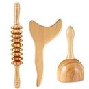 YMM 3-in-1 Wood Therapy Massage Tools for Body Shaping (9-Wheel Stick)