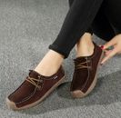 Women's shoe Walking Suede Leather Lace Up Flats Loafers Casual Shoes SIZE 7