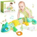 Baby Toys 0-12 Months, Notique Sensory Baby Toys for 0-3-6 Months Newborn Boys and Girls, Interactive Plush with Teething Toy for Baby Boy Gifts, Chameleon Stuffed Animal Infant Toys