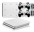 Khushi Decor White Carbon Pro Skin Sticker Cover for Ps4 Pro Console and 2 Controllers + 4 LED