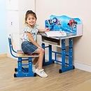 PUCI Kids Study Desk Chair Set for Kids with Drawer Primary School Homework Children's Writing Table with Adjustable Height (Blue)