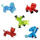 Stikbot Pets Set - Includes 5 Stikbot Pets Posable Action Figures - Green Rabbit, Red Bull Dog, Red Cat, Clear Blue Dog and Blue Monkey - In ECO-Friendly Packaging