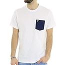 Lyle & Scott Uomo T-Shirt con Tasca A Contrasto Bianco/Blu Navy M