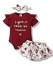 Mioglrie Newborn Baby Girl Clothes Romper Shorts Set Ruffle Infant Knitted Girls' Clothing Daddys Little Maroon 0-3 Months