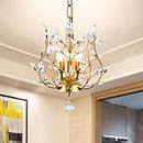 Ganeed Crystal Chandeliers,K9 Crystal Pendant Light with,3-Light Chandelier Lighting Fixtures,Ceiling Light for Living Room Bedroom Restaurant Hallway (Gold)