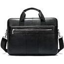 Men's Genuine Leather Briefcase Business Cases Shoulder Messenger Laptop Bag Handbag Black