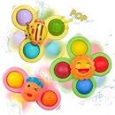 Wembley Baby Products Bath Toys 3 PCS Suction Cup Spinner Toy for Baby Toddlers Sensory Toys for Kids | Sticks to Window Table Baby High Chair Tray Bath Spinners for Baby Gifts for Baby Toddlers