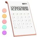 Rose Gold Calculator, Rose Gold Office Supplies and Accessories, 10 Digits Solar Battery Basic Office Calculator, Dual Power Desktop Calculator with Large LCD Display, Pink Office School Supplies…