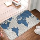 Retro Bath Mat Continents World Map Doormat Flannel Carpet Rug Home Decoration